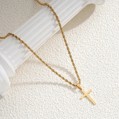 New Stainless Steel Cross Pendant Necklace for Men Women Minimalist Gold Color Jewelry Male Female Necklaces Chokers Gifts 2025